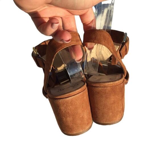 Amalfi sandals heels womens 10 M 10M fringe Italy western southwest tan suede - Picture 7 of 9